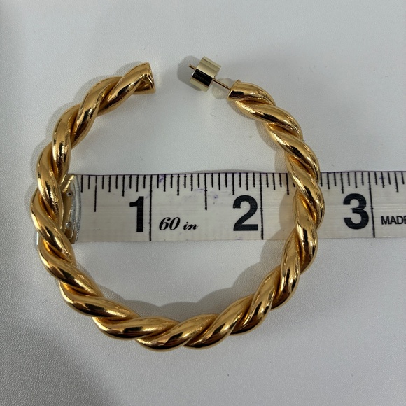 Jennifer Fisher 2.5" Twisted Lilly Hoops Earrings 14K Gold Posts Plated Brass - Picture 8 of 13